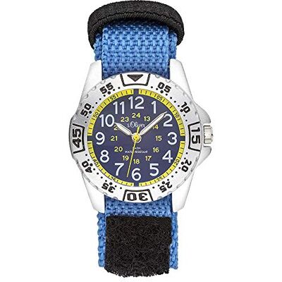 s.Oliver Montre à quartz analogique unisexe pour enfant avec bracelet en nylon, Blau, 33 mm, Montre pour enfants s.Oliver Montre à quartz analogique unisexe pour enfant avec bracelet en nylon, Blau, 33 mm, Montre pour enfants