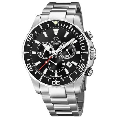 JAGUAR J861/3 Montre de la Collection Executive Boîtier 43,5 mm Noir avec Bracelet en Acier pour Homme, Argent Métallique, Classique JAGUAR J861/3 Montre de la Collection Executive Boîtier 43,5 mm Noir avec Bracelet en Acier pour Homme, Argent Métallique, Classique