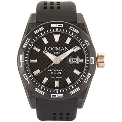 Locman Italy Montre pour homme Stealth Carbon Automatique Noir/or rose Réf. 0216, Homme, Sangles Locman Italy Montre pour homme Stealth Carbon Automatique Noir/or rose Réf. 0216, Homme, Sangles