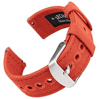 Archer Watch Straps Bracelets de Montre en Toile à Dégagement Rapide (Orange Tangerine, 20mm) Archer Watch Straps Bracelets de Montre en Toile à Dégagement Rapide (Orange Tangerine, 20mm)