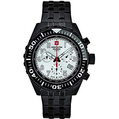 Alpine 7076.9 Montre pour homme en acier inoxydable 10 ATM, Noir/argenté/noir 9172sam, sangle Alpine 7076.9 Montre pour homme en acier inoxydable 10 ATM, Noir/argenté/noir 9172sam, sangle