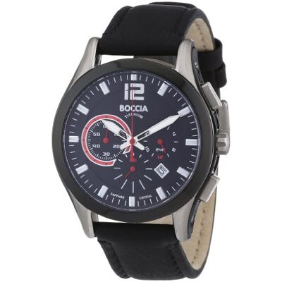 Boccia 3771-01 Montre Homme Quartz Chronographe Bracelet Cuir Noir Boccia 3771-01 Montre Homme Quartz Chronographe Bracelet Cuir Noir