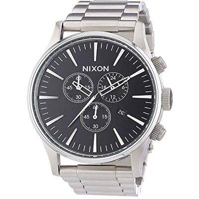 NIXON Montre Sentry Chrono Black, Noir/Argent, Taille unique, Sentry NIXON Montre Sentry Chrono Black, Noir/Argent, Taille unique, Sentry