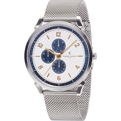 Pierre Cardin Montre Homme Multi-Cadrans Quartz Pigalle Nine, Argent/Bleu, bracelet Pierre Cardin Montre Homme Multi-Cadrans Quartz Pigalle Nine, Argent/Bleu, bracelet