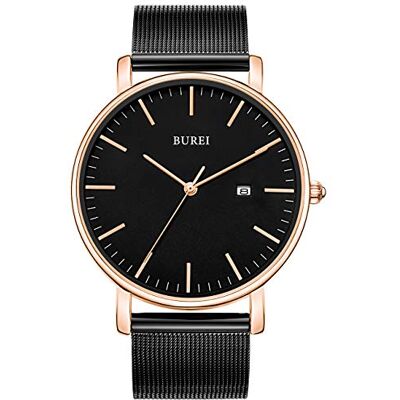BUREI Montre tendance en acier inoxydable pour homme, montre à quartz avec mouvement japonais pour homme, montre classique de luxe de 42 mm BUREI Montre tendance en acier inoxydable pour homme, montre à quartz avec mouvement japonais pour homme, montre classique de luxe de 42 mm
