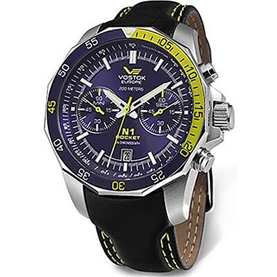 Vostok Europe Montre analogique à quartz pour homme avec bracelet en cuir 6S21-2255253, Noir, bracelet Vostok Europe Montre analogique à quartz pour homme avec bracelet en cuir 6S21-2255253, Noir, bracelet