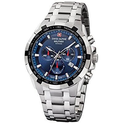 Alpine by Grovana 7043. Chronographe à quartz 10 ATM fabriqué en Suisse, bleu, 7043.9135 Alpine by Grovana 7043. Chronographe à quartz 10 ATM fabriqué en Suisse, bleu, 7043.9135