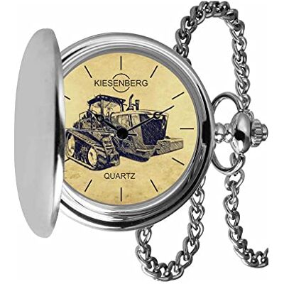 KIESENBERG Montre de poche vintage argent cadeau personnel pour 9RT tracteur tracteur tracteur montre homme TA-5661, argenté KIESENBERG Montre de poche vintage argent cadeau personnel pour 9RT tracteur tracteur tracteur montre homme TA-5661, argenté