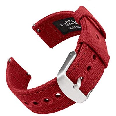 Archer Watch Straps Bracelets de Montre en Toile à Dégagement Rapide (Rouge Carmin, 20mm) Archer Watch Straps Bracelets de Montre en Toile à Dégagement Rapide (Rouge Carmin, 20mm)