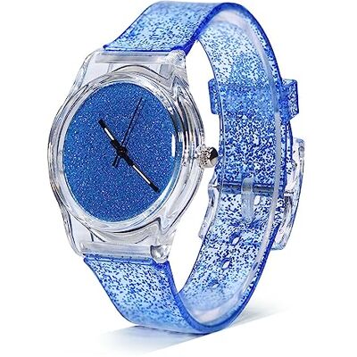 Jelquix Montre-Bracelet à Quartz en Poudre Scintillante pour Femmes, Montre à Bracelet en Plastique Rond Souple Adaptée à un Usage Quotidien (BLUE) Jelquix Montre-Bracelet à Quartz en Poudre Scintillante pour Femmes, Montre à Bracelet en Plastique Rond Souple Adaptée à un Usage Quotidien (BLUE)