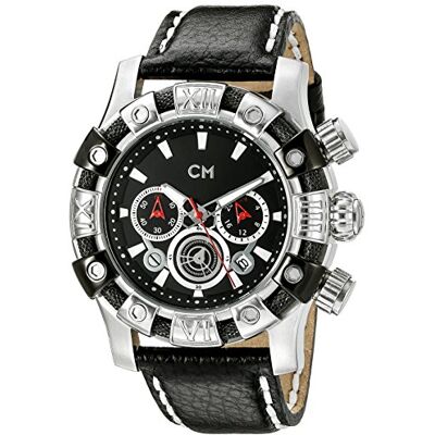 Carlo Monti CM122-122 Montre Homme Quartz Chronographe Chronomètre Bracelet Cuir Noir, Noir/Noir, sangle Carlo Monti CM122-122 Montre Homme Quartz Chronographe Chronomètre Bracelet Cuir Noir, Noir/Noir, sangle