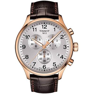 Tissot T-Sport T116.617.36.037.00 Montre chrono XL classique avec bracelet en cuir marron pour homme, marron, Sangle Tissot T-Sport T116.617.36.037.00 Montre chrono XL classique avec bracelet en cuir marron pour homme, marron, Sangle