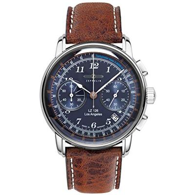 Zeppelin Hommes Chronographe Quartz Japonais Montre avec Bracelet en Cuir 245801-00, Marron, taille unique, Sangles Zeppelin Hommes Chronographe Quartz Japonais Montre avec Bracelet en Cuir 245801-00, Marron, taille unique, Sangles