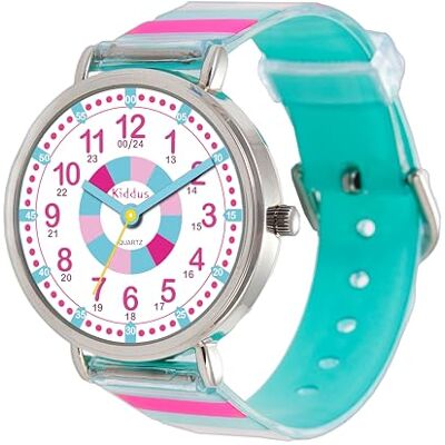 Kiddus Montre Enfant 5-10 ans. Montre Bracelet Éducative, Time Teacher Analogique avec Exercices pour apprendre à lire l’heure. Kiddus Montre Enfant 5-10 ans. Montre Bracelet Éducative, Time Teacher Analogique avec Exercices pour apprendre à lire l’heure.