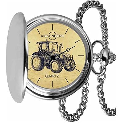 KIESENBERG Montre de poche vintage en argent cadeau personnel pour tracteur Montre pour homme TA-5665, argenté KIESENBERG Montre de poche vintage en argent cadeau personnel pour tracteur Montre pour homme TA-5665, argenté