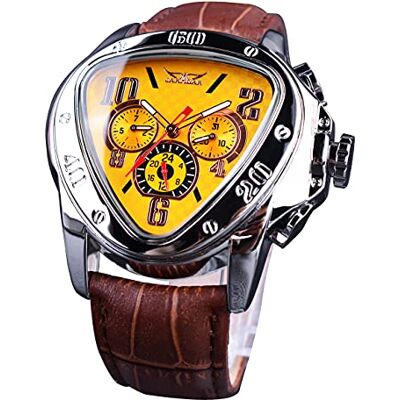 FORSINING Winner Fashion Montre bracelet mécanique triangulaire cadran de course étanche cadran squelette doré mouvement automatique en cuir montre mécanique pour homme, Noir doré 2, Mécanique FORSINING Winner Fashion Montre bracelet mécanique triangulaire cadran de course étanche cadran squelette doré mouvement automatique en cuir montre mécanique pour homme, Noir doré 2, Mécanique