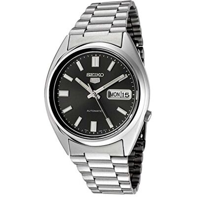 Seiko Montre Homme Analogique Automatique avec Bracelet en Acier Inoxydable, argent/noir, Classique Seiko Montre Homme Analogique Automatique avec Bracelet en Acier Inoxydable, argent/noir, Classique