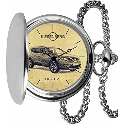 KIESENBERG Montre de poche vintage argent cadeau personnalisé pour X-Trail III montre homme TA-5702, argenté KIESENBERG Montre de poche vintage argent cadeau personnalisé pour X-Trail III montre homme TA-5702, argenté
