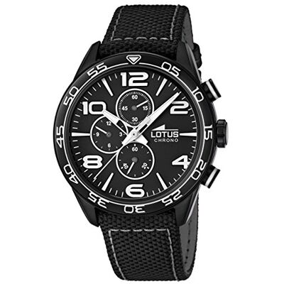 Lotus 15780/6 Montre Homme Quartz Analogique Chronomètre Bracelet Cuir Noir Lotus 15780/6 Montre Homme Quartz Analogique Chronomètre Bracelet Cuir Noir