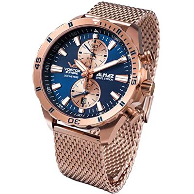 Vostok Europe Almaz Space Station 320B660-B Montre chronographe pour homme avec bracelet milanais Vostok Europe Almaz Space Station 320B660-B Montre chronographe pour homme avec bracelet milanais