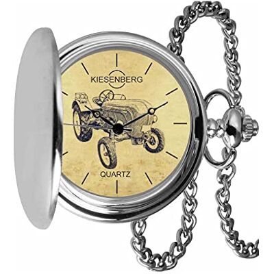 KIESENBERG Montre de poche vintage en argent cadeau personnel pour tracteur diesel P133 Montre pour homme TA-5653, argenté KIESENBERG Montre de poche vintage en argent cadeau personnel pour tracteur diesel P133 Montre pour homme TA-5653, argenté