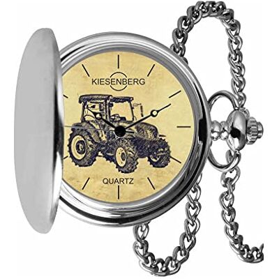 KIESENBERG Montre de poche vintage en argent cadeau personnel pour New Holland T4S Tracteur Tracteur Trecker Montre pour homme TA-5718, argenté KIESENBERG Montre de poche vintage en argent cadeau personnel pour New Holland T4S Tracteur Tracteur Trecker Montre pour homme TA-5718, argenté