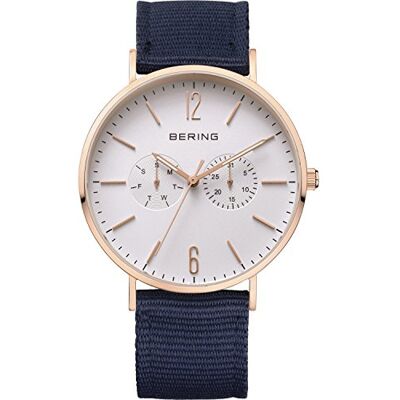 BERING Hommes Analogique Quartz Classic Collection Montre avec Bracelet en Nylon & Verre Saphir BERING Hommes Analogique Quartz Classic Collection Montre avec Bracelet en Nylon & Verre Saphir