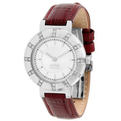 ESPRIT EL101112F03U Montre analogique à quartz pour femme, bracelet en cuir couleur rouge, Blanc/rouge, Bracelet ESPRIT EL101112F03U Montre analogique à quartz pour femme, bracelet en cuir couleur rouge, Blanc/rouge, Bracelet