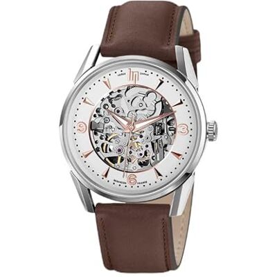 Lip Montre Himalaya 40 mm Squelette Automatique Cuir Marron, sangle Lip Montre Himalaya 40 mm Squelette Automatique Cuir Marron, sangle