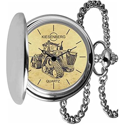 KIESENBERG Montre de poche vintage argent cadeau personnel pour 9RX tracteur tracteur montre homme TA-5659, argenté KIESENBERG Montre de poche vintage argent cadeau personnel pour 9RX tracteur tracteur montre homme TA-5659, argenté