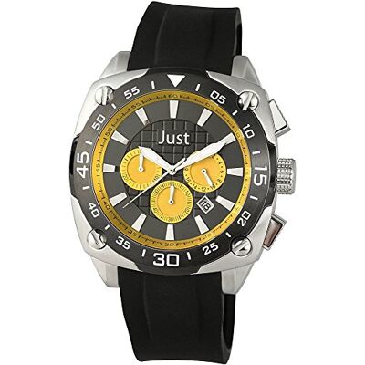 Just Watch es 48-STG2373-YL Montre Homme Quartz Analogique Chronomètre Bracelet Caoutchouc Noir, Noir/Noir, sangle Just Watch es 48-STG2373-YL Montre Homme Quartz Analogique Chronomètre Bracelet Caoutchouc Noir, Noir/Noir, sangle