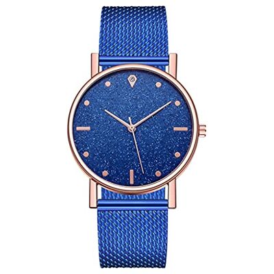 INGRAX Montres Simple Luxe Dames Montre Romantique Ciel Étoilé Cadran Maille Montre Femmes Quartz Montres Femme Bracele Montres, Blue, bracelet INGRAX Montres Simple Luxe Dames Montre Romantique Ciel Étoilé Cadran Maille Montre Femmes Quartz Montres Femme Bracele Montres, Blue, bracelet