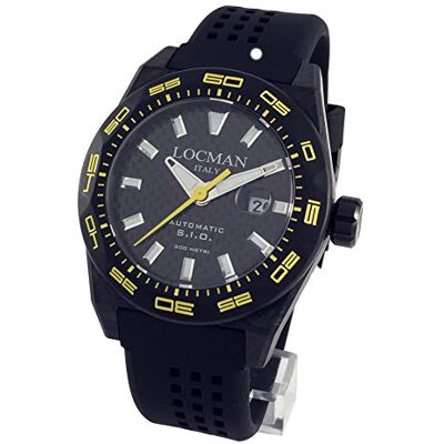 Locman Montre analogique classique pour homme à quartz avec bracelet en caoutchouc 216V2CBCBNKYS2, Sangle Locman Montre analogique classique pour homme à quartz avec bracelet en caoutchouc 216V2CBCBNKYS2, Sangle