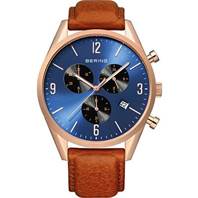 BERING Hommes Analogique Quartz Classic Collection Montre avec Bracelet en Cuir de Veau & Verre Saphir 10542-467 BERING Hommes Analogique Quartz Classic Collection Montre avec Bracelet en Cuir de Veau & Verre Saphir 10542-467