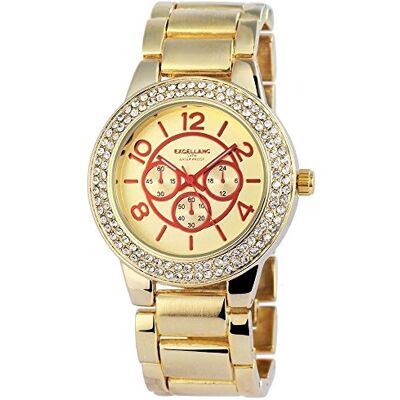 Excellanc 152804000025 Montre Femme Quartz Analogique Bracelet différents matériaux doré Excellanc 152804000025 Montre Femme Quartz Analogique Bracelet différents matériaux doré