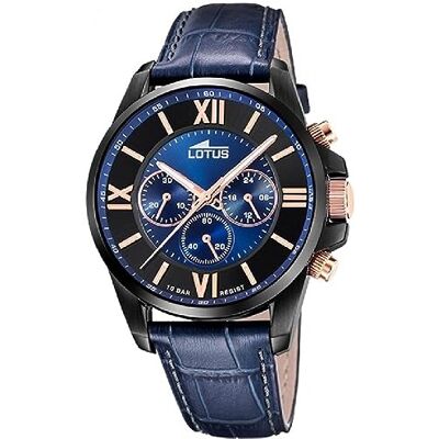 Lotus Reloj Chrono 18881/2 Acero y Piel Azul, Classique Lotus Reloj Chrono 18881/2 Acero y Piel Azul, Classique