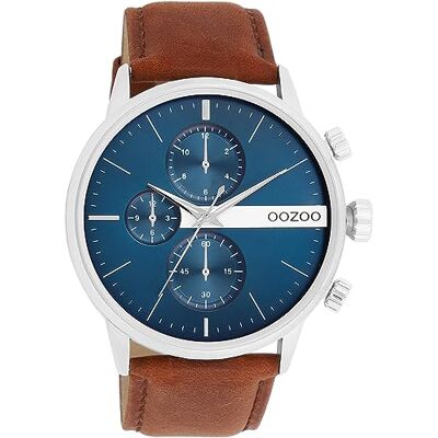 Oozoo Timepieces C11220_C11229_Parent Montre pour homme Montre analogique élégante ronde Montre pour homme avec Montre de qualité supérieure pour homme, Marron argenté / bleu / argenté, bracelet Oozoo Timepieces C11220_C11229_Parent Montre pour homme Montre analogique élégante ronde Montre pour homme avec Montre de qualité supérieure pour homme, Marron argenté / bleu / argenté, bracelet