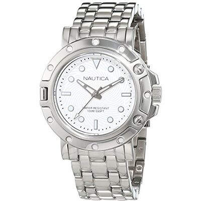 Nautica Montre à quartz analogique pour femme avec bracelet en acier inoxydable NAD15524L, Argenté, L, Bracelet Nautica Montre à quartz analogique pour femme avec bracelet en acier inoxydable NAD15524L, Argenté, L, Bracelet