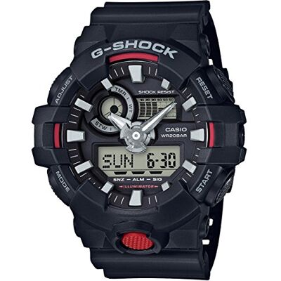 Casio G-SHOCK Montre analogique-numérique, 20 bar, pour homme, noir/rouge, Bracelet : Casio G-SHOCK Montre analogique-numérique, 20 bar, pour homme, noir/rouge, Bracelet :