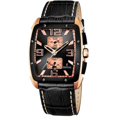 Festina F16356/3 Montre Homme Quartz Chronographe Chronomètre Bracelet Cuir Noir Festina F16356/3 Montre Homme Quartz Chronographe Chronomètre Bracelet Cuir Noir