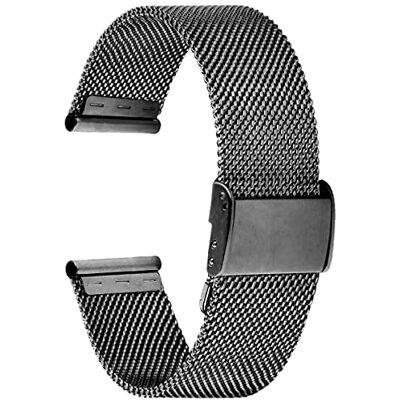 Alienwork Bracelet de Montre Bracelet Maille Noir Bracelet Maille Alienwork Bracelet de Montre Bracelet Maille Noir Bracelet Maille