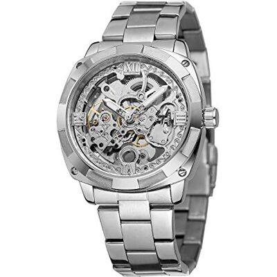 FORSINING Montre-bracelet mécanique pour homme avec bracelet en acier inoxydable à remontage automatique Argenté, Argenté., Mode FORSINING Montre-bracelet mécanique pour homme avec bracelet en acier inoxydable à remontage automatique Argenté, Argenté., Mode
