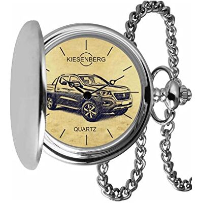 KIESENBERG Montre de poche vintage argent cadeau personnel pour homme Landtrek TA-5699, argenté KIESENBERG Montre de poche vintage argent cadeau personnel pour homme Landtrek TA-5699, argenté