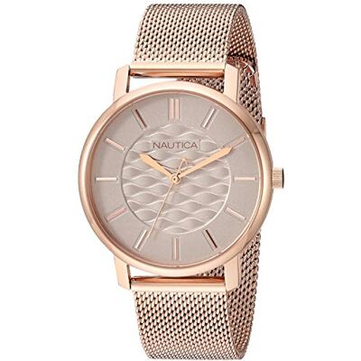 Nautica Montre à pignons corail pour femme, Or rose/bleu/beige, Coral Gables Nautica Montre à pignons corail pour femme, Or rose/bleu/beige, Coral Gables