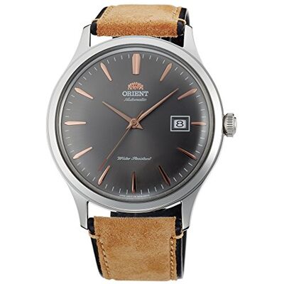 Orient Montre analogique automatique pour homme avec bracelet en cuir FAC08003A0, Argenté/marron/gris, Bracelet Orient Montre analogique automatique pour homme avec bracelet en cuir FAC08003A0, Argenté/marron/gris, Bracelet