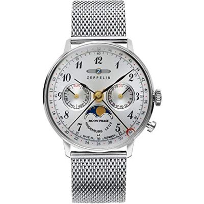 Zeppelin Montre chronographe à quartz unisexe avec bracelet en acier inoxydable 7037M-1, multicolore, bracelet Zeppelin Montre chronographe à quartz unisexe avec bracelet en acier inoxydable 7037M-1, multicolore, bracelet
