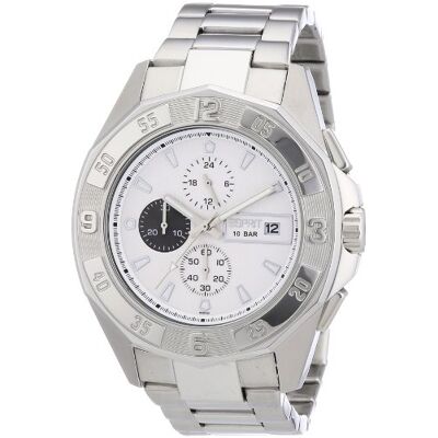 ESPRIT Montre Homme Quartz Chronographe Alarme/Chronomètre Bracelet Acier, Argent, bracelet ESPRIT Montre Homme Quartz Chronographe Alarme/Chronomètre Bracelet Acier, Argent, bracelet