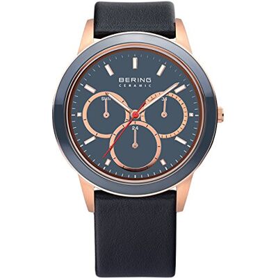 BERING Hommes Analogique Quartz Ceramic Collection Montre avec Bracelet en Cuir de Veau & Verre Saphir 33840-467 BERING Hommes Analogique Quartz Ceramic Collection Montre avec Bracelet en Cuir de Veau & Verre Saphir 33840-467