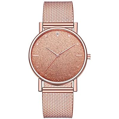 INGRAX Montres Simple Luxe Dames Montre Romantique Ciel Étoilé Cadran Maille Montre Femmes Quartz Montres Femme Bracele Montres, Rose Gold, bracelet INGRAX Montres Simple Luxe Dames Montre Romantique Ciel Étoilé Cadran Maille Montre Femmes Quartz Montres Femme Bracele Montres, Rose Gold, bracelet