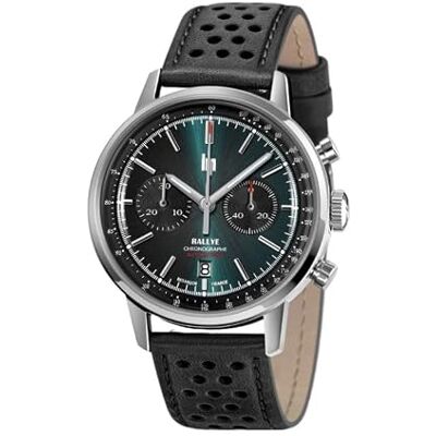 Lip Montre Rallye 42mm Chronographe Automatique Cuir Noir, Vert, sangle Lip Montre Rallye 42mm Chronographe Automatique Cuir Noir, Vert, sangle